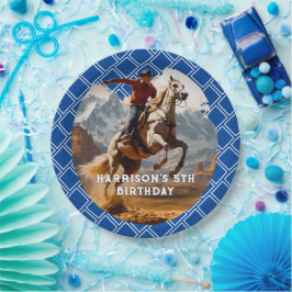 Retro Cowboy and Pferd Western Pappteller