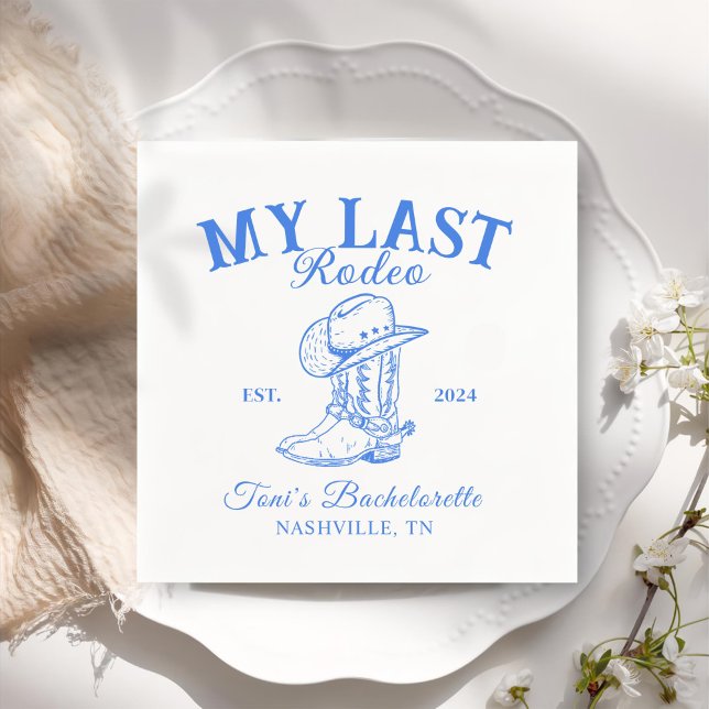 Retro Cowboy Blue Junggeselinnen-Abschied Serviette (Von Creator hochgeladen)