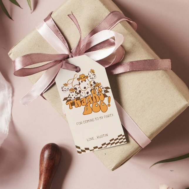 Retro Cowboy Halloween Karo Pattern Danke Boo Geschenkanhänger (Von Creator hochgeladen)