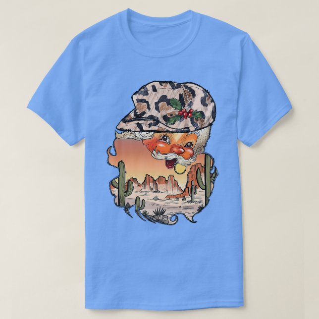 Retro Cowboy Hat Santa Claus Desert Western Merry  T-Shirt (Design vorne)