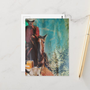 Retro-Cowboy-Mixed-Media-Collage Postkarte