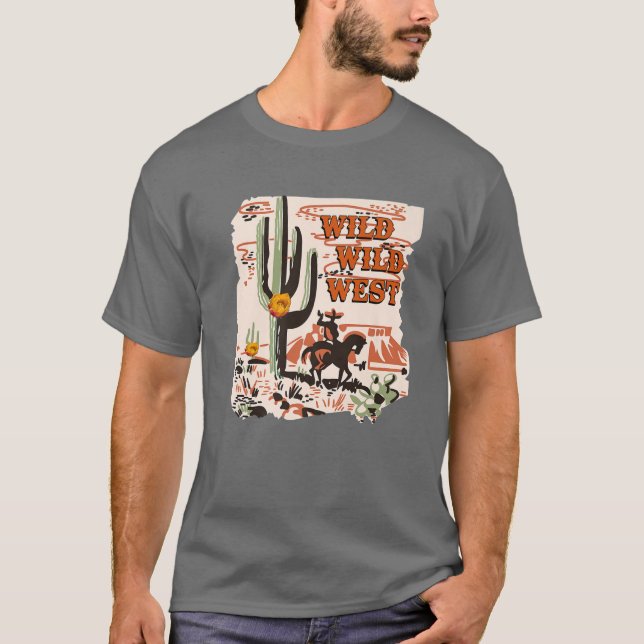 Retro Cowboy Wild West Wüste Cactus Western T-Shirt (Vorderseite)
