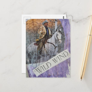 Retro-Cowboy Wilder Wind Postkarte