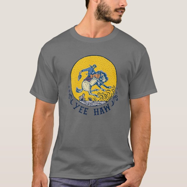 Retro Cowboy Yeehaw Western Cowgirls Pferd T-Shirt (Vorderseite)