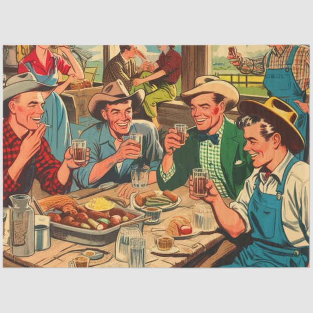 Retro Cowboys Comicen Seidenpapier (Vorderseite)