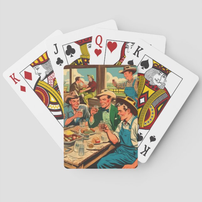 Retro Cowboys Comicen Spielkarten (Rückseite)