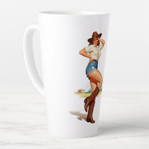 Retro Cowgirl Button-up Art Milchtasse