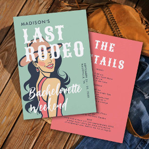 Retro Cowgirl Last Rodeo Glam Pink Bachelorette Einladung