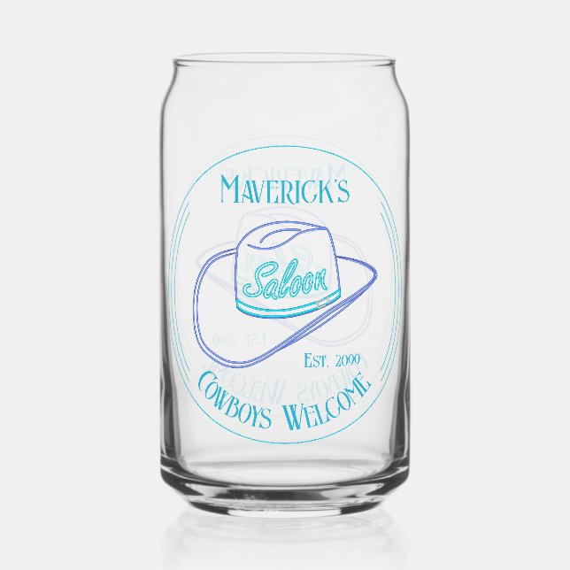 Retro Cowgirl Saloon Can Beer Trinkbehälter Dosenglas (Vorderseite)