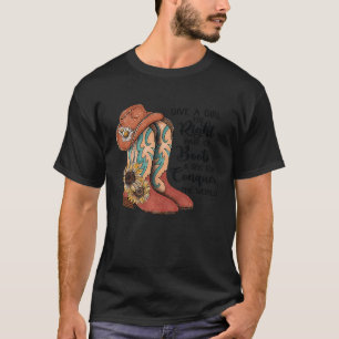 Retro Cowgirl Stiefel geben einem Mädchen das rech T-Shirt