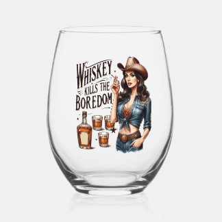 Retro-Cowgirl-Trinkset - Whisky tötet die La Weinglas Ohne Stiel