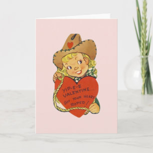 Retro Cowgirl Valentine's Day Card Feiertagskarte