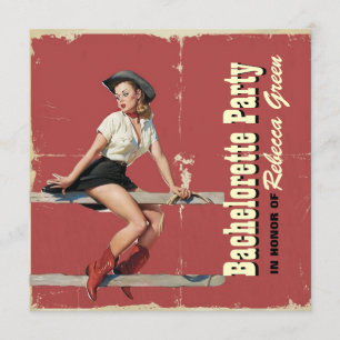 retro Cowgirl-Western-Land-Junggeselinnen-Abschied Einladung