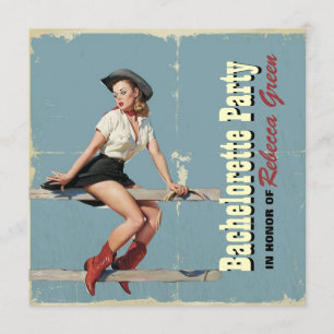 retro Cowgirl-Western-Land-Junggeselinnen-Abschied Einladung