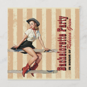 retro Cowgirl-Western-Land-Junggeselinnen-Abschied Einladung