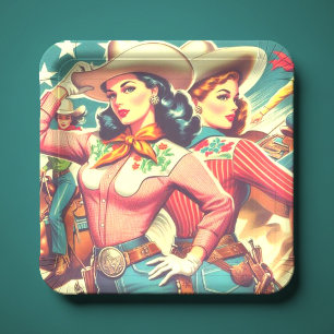 Retro-Cowgirls Button-ups Pappteller