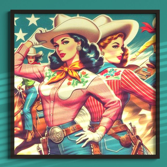 Retro-Cowgirls Button-ups Poster (Von Creator hochgeladen)