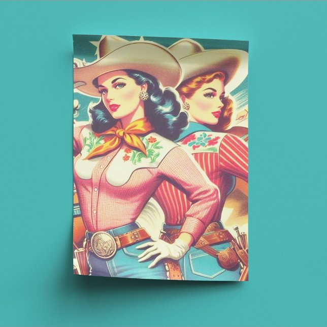Retro-Cowgirls Button-ups Seidenpapier (Von Creator hochgeladen)