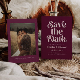 Retro Cranberry Red Wedding Save The Date