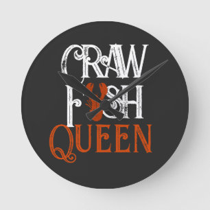 Retro Crawfish Queen Seafood Runde Wanduhr