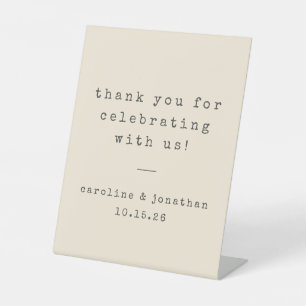 Retro Cream Schreibmaschine Custom Wedding Vielen Sockelschild