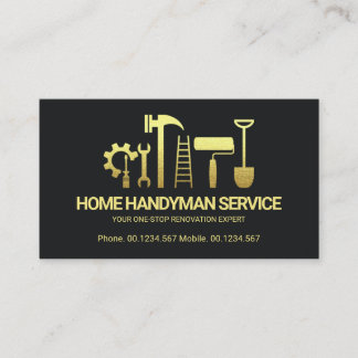 Retro Creative Gold Handyman Tools Motif Builder Visitenkarte
