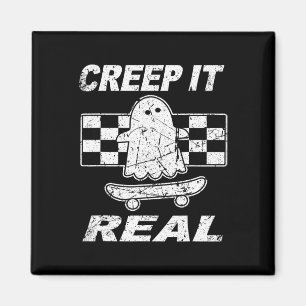 Retro Creep It Real Ghost Halloween Mens Kids Magnet