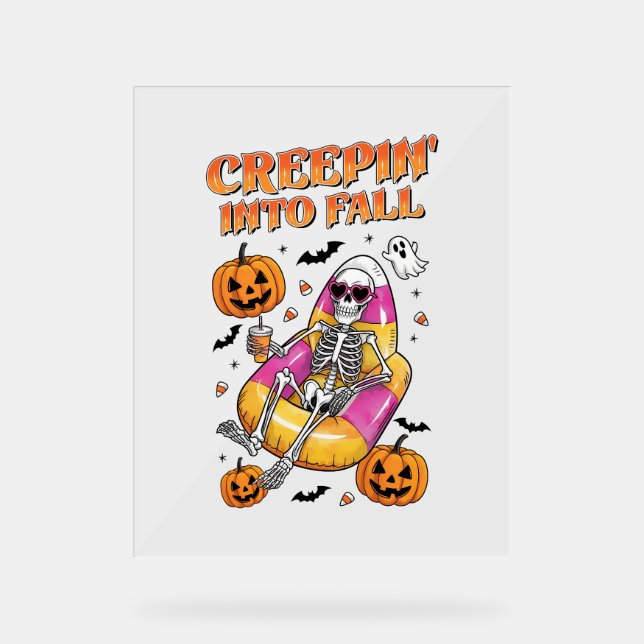 Retro Creepin in HerbstHalloween Acrylschild (Vorderseite)