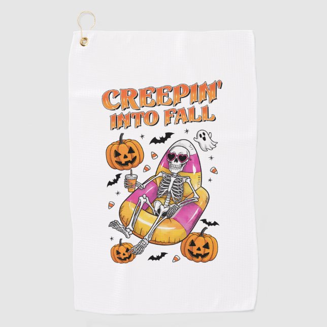Retro Creepin in HerbstHalloween Golfhandtuch (Vorderseite)