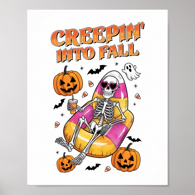 Retro Creepin in HerbstHalloween Poster (Vorne)