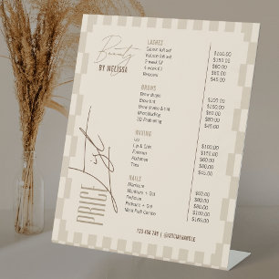 Retro-Creme-Beige-Frisör-Salon-Spa-Preisliste Sockelschild