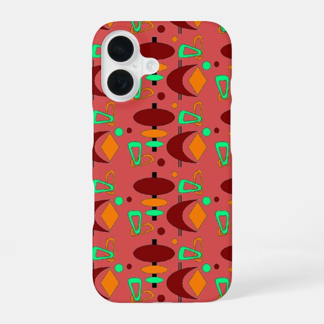 Retro-Crescent Totem-Formen iPhone 16 Hülle (Rückseite)