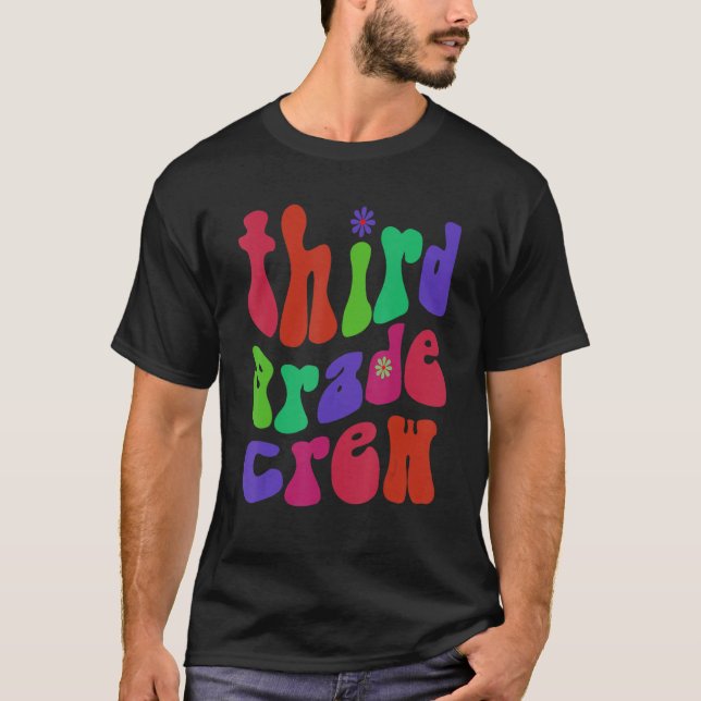 Retro Crew der dritten Klasse Hello 3rd Gr Pink T-Shirt (Vorderseite)