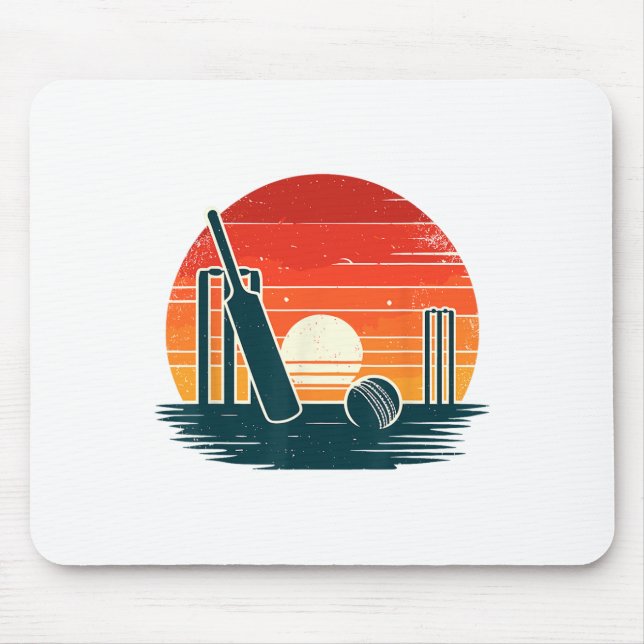 Retro Cricket T Cricketspieler Tsman Bowler  Mousepad (Vorne)