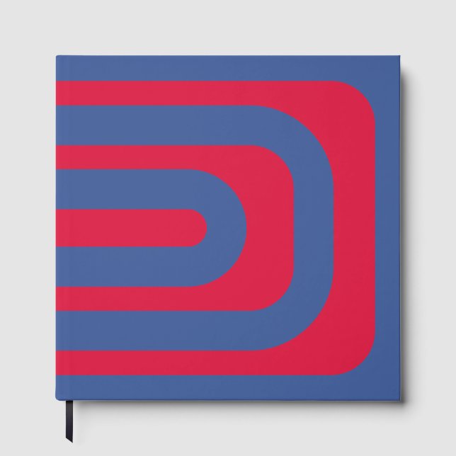 Retro Crimson & Blue Gästebuch - Anpassbar (Vorderseite)
