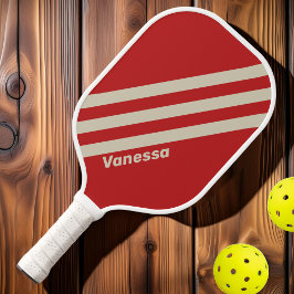 Retro Crimson Drei Streifen mit Namen Pickleball Schläger