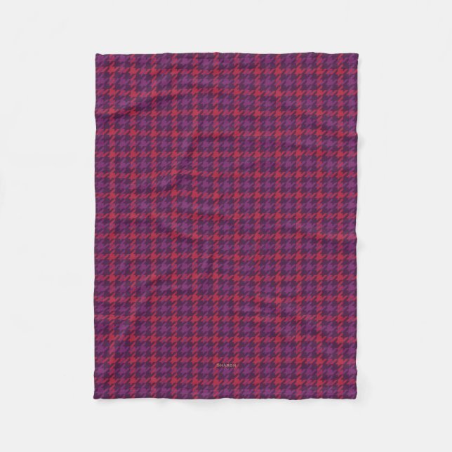 Retro-Crimson-lila Hahnentrittmuster kariertes Mus Fleecedecke (Vorderseite)