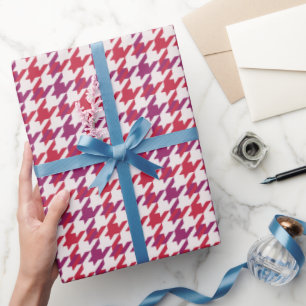 Retro-Crimson-lila Hahnentrittmuster kariertes Mus Geschenkpapier