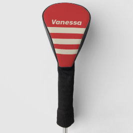 Retro Crimson Three Across Striping with Name Golf Headcover