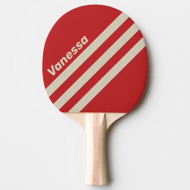 Retro Crimson Three Angled Striping with Name Tischtennis Schläger (Vorderseite)