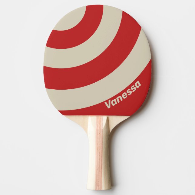 Retro Crimson Three Circle Stripe with Name Tischtennis Schläger (Vorderseite)