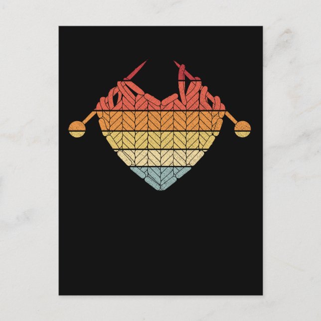 Retro Crochet Garn Herz Hobby Liebe Postkarte (Vorderseite)