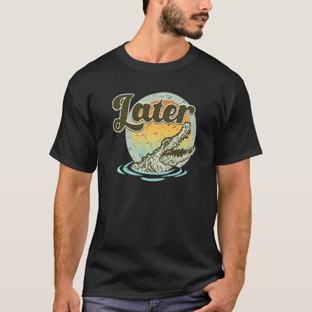 Retro Crocodile Später nehmen Sunset Nature Lazy C T-Shirt (Vorderseite)