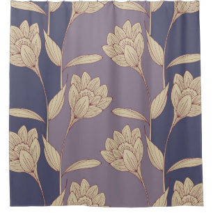 Retro-Crocus Tapete in blauen Lila Duschvorhang