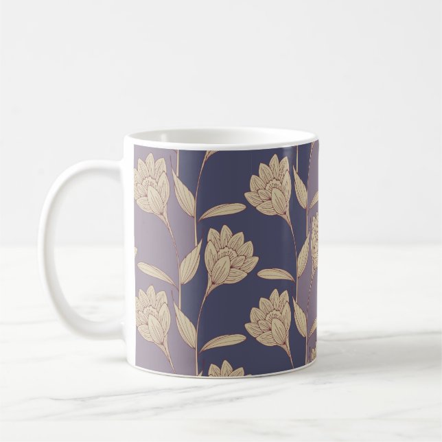 Retro-Crocus Tapete in blauen Lila Kaffeetasse (Links)