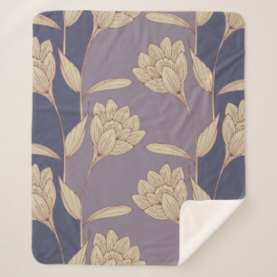Retro-Crocus Tapete in blauen Lila Sherpadecke