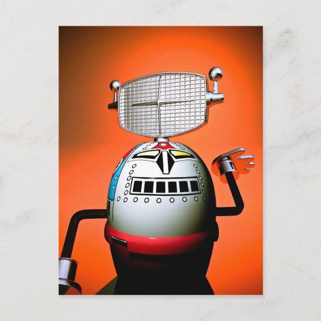 Retro Croppe Toy Robot 03 Postkarte (Vorderseite)