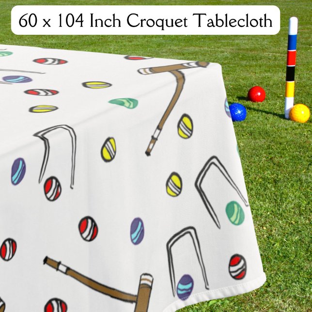 Retro Croquet Garden Party Niedliches Picknick Tischdecke (Enjoy a vintage croquet party with this hand-illustrated, retro-inspired croquet tablecloth!)