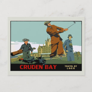 Retro Cruden Bay Scotland Golf Ad Postkarte