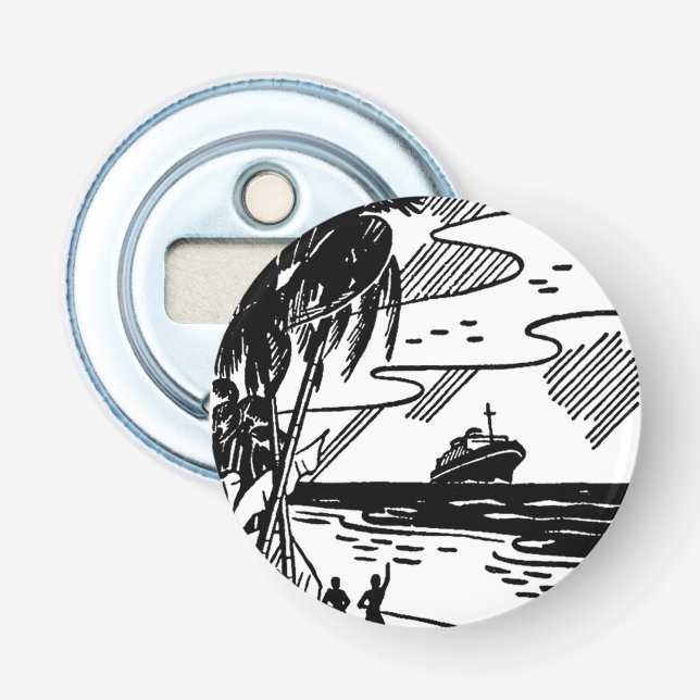 Retro Cruise Ship Button Flaschenöffner (Vorderseite)